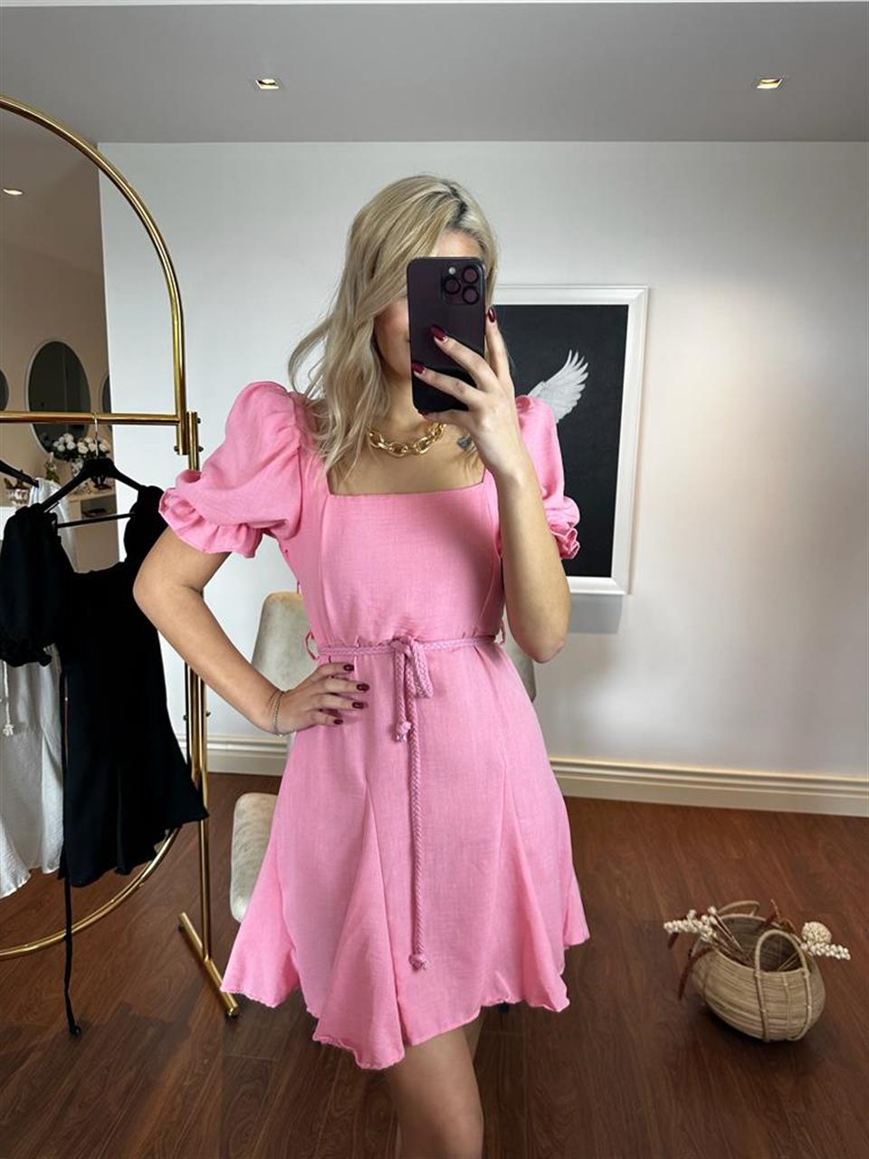 Nelly Örgü Kemer Elbise Pembe 1304130