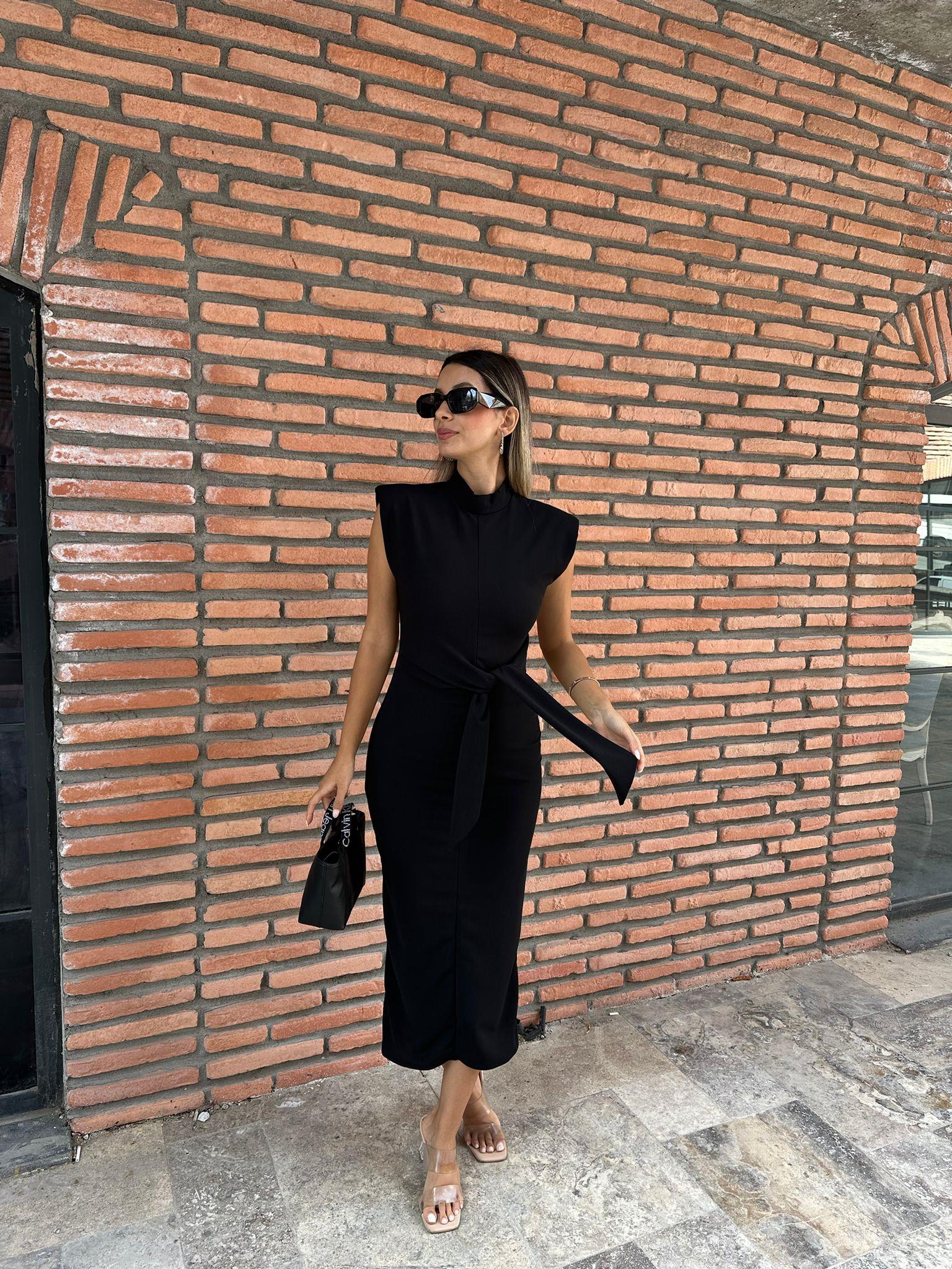 Renata Bağlamalı Siyah Crep Elbise 070621227