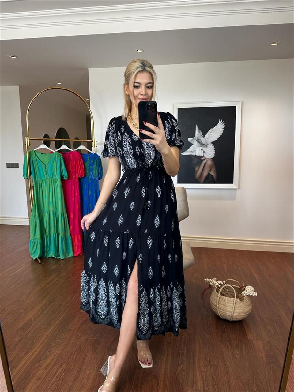 Sofia Şal Desen Poplin Desen Siyah 1304131