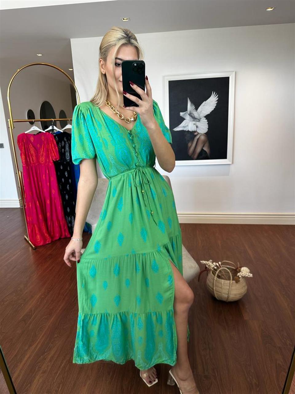 Sofia Şal Desen Poplin Desen Yeşil 1304131