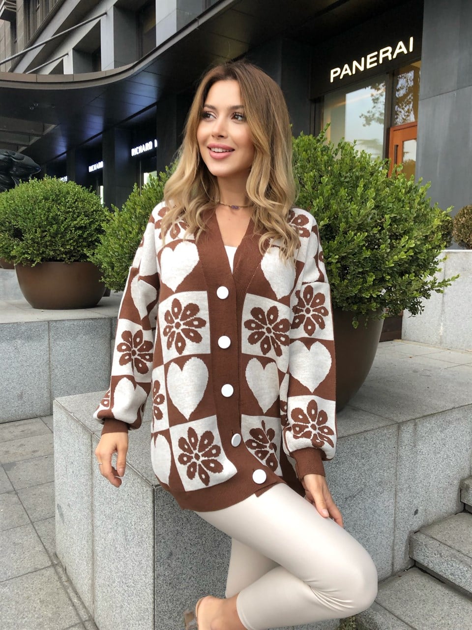 Sütlü Kahve Kalp Hırka