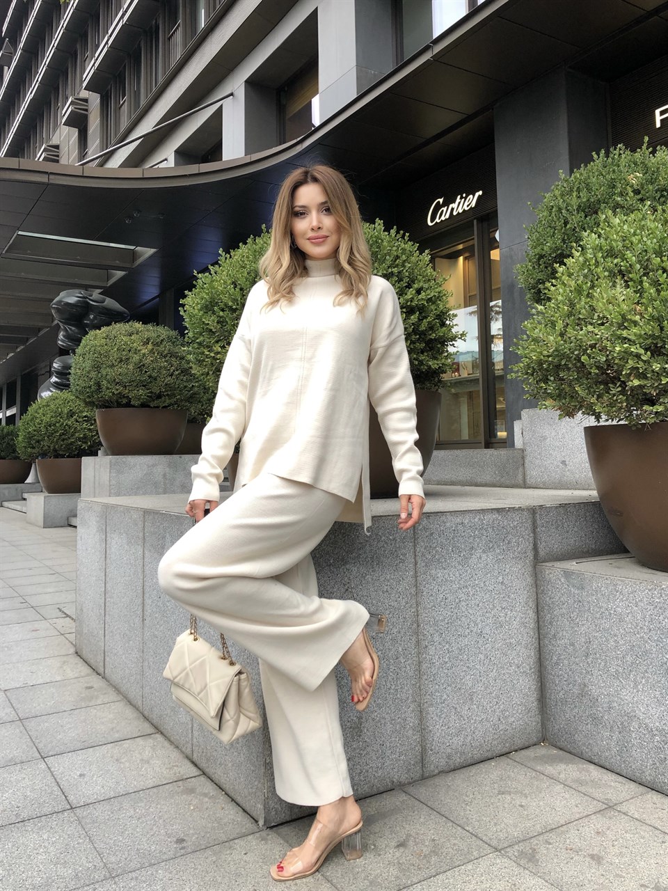 Taş Rengi Triko Takım