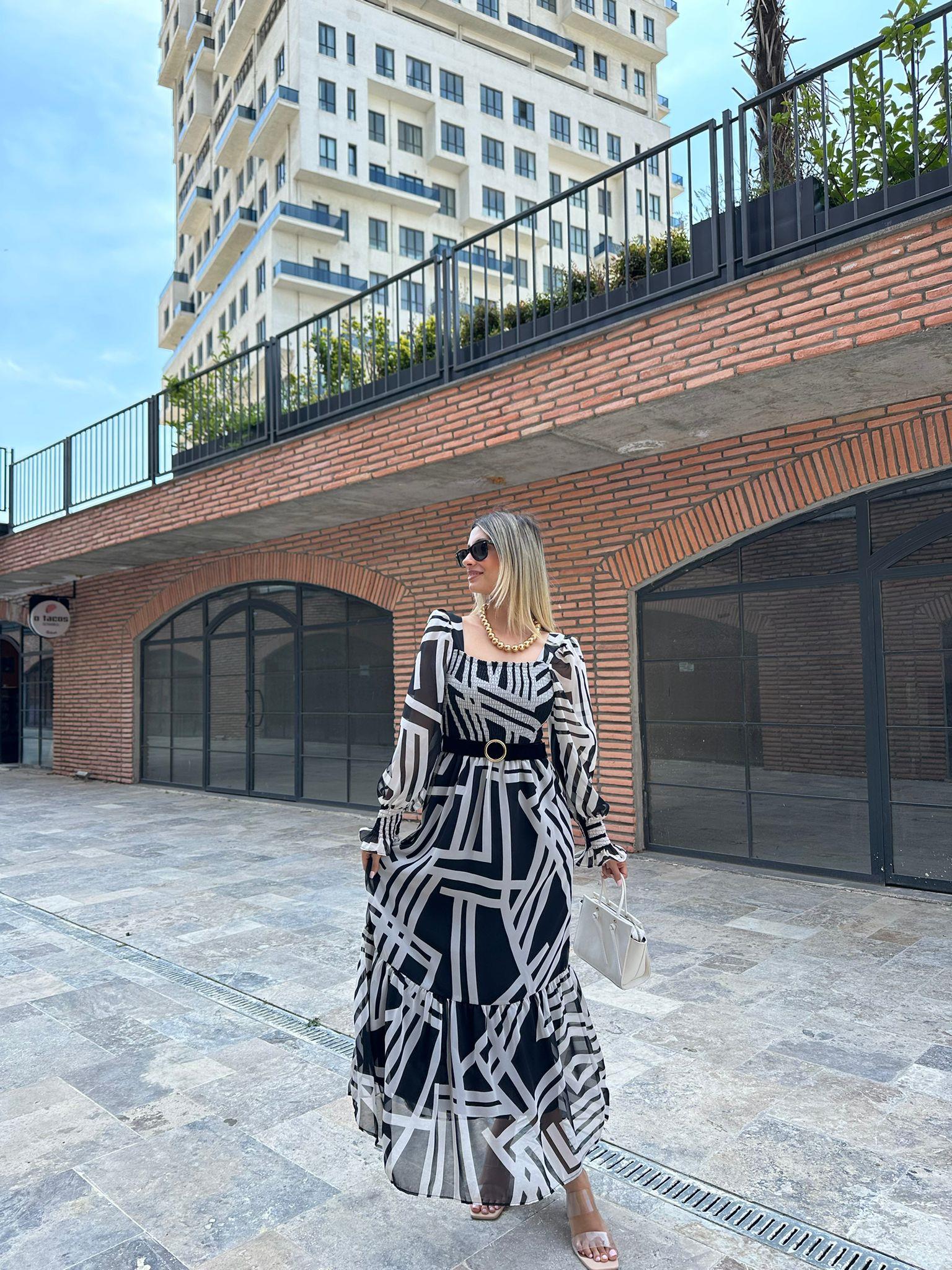 Yella Astarlı Vatkalı Şifon Elbise 07062139