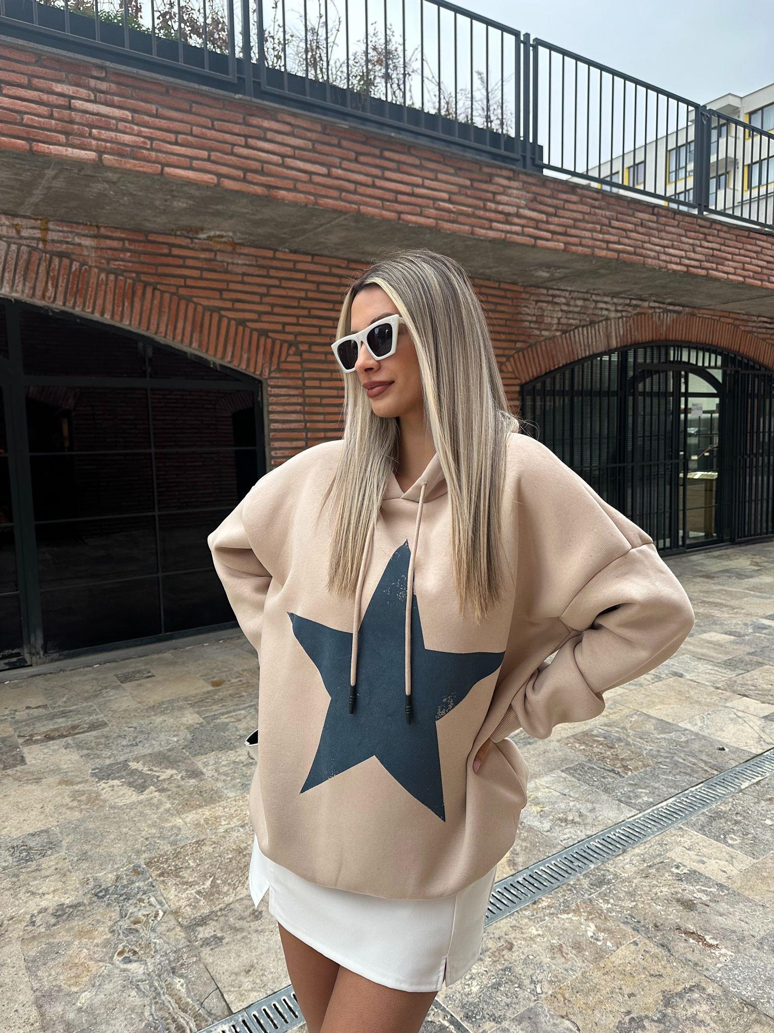Yıldız Baskılı Sweat Vizon swt2031styq