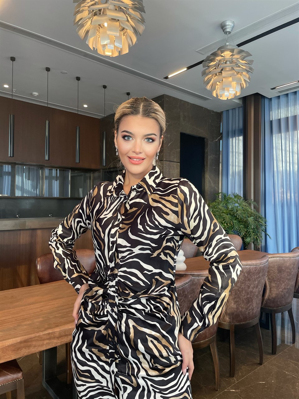 Zebra Desenli Elbise