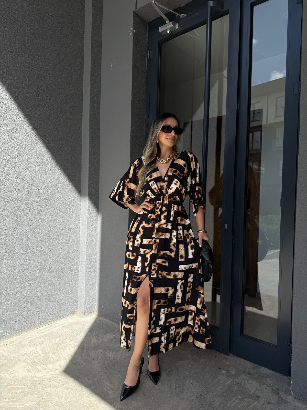 Zenya Melez Desen Viskon Elbise