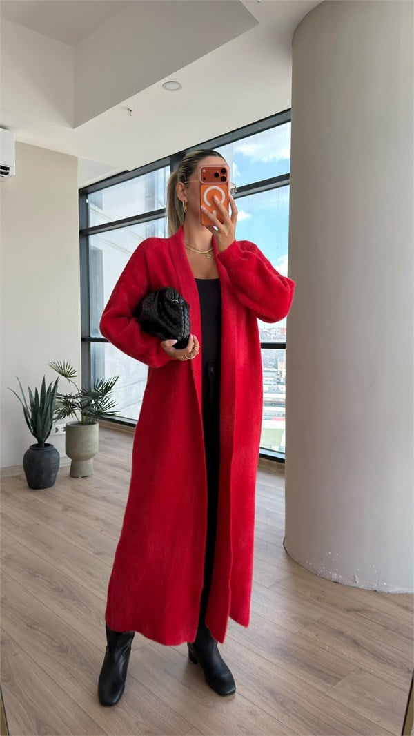 Maxi Boy Premium Soft Hırka Kırmızı