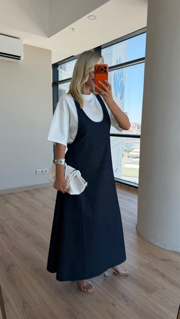 Twst Model Tshrt Elbise Tensel Takım Koyu Mavi
