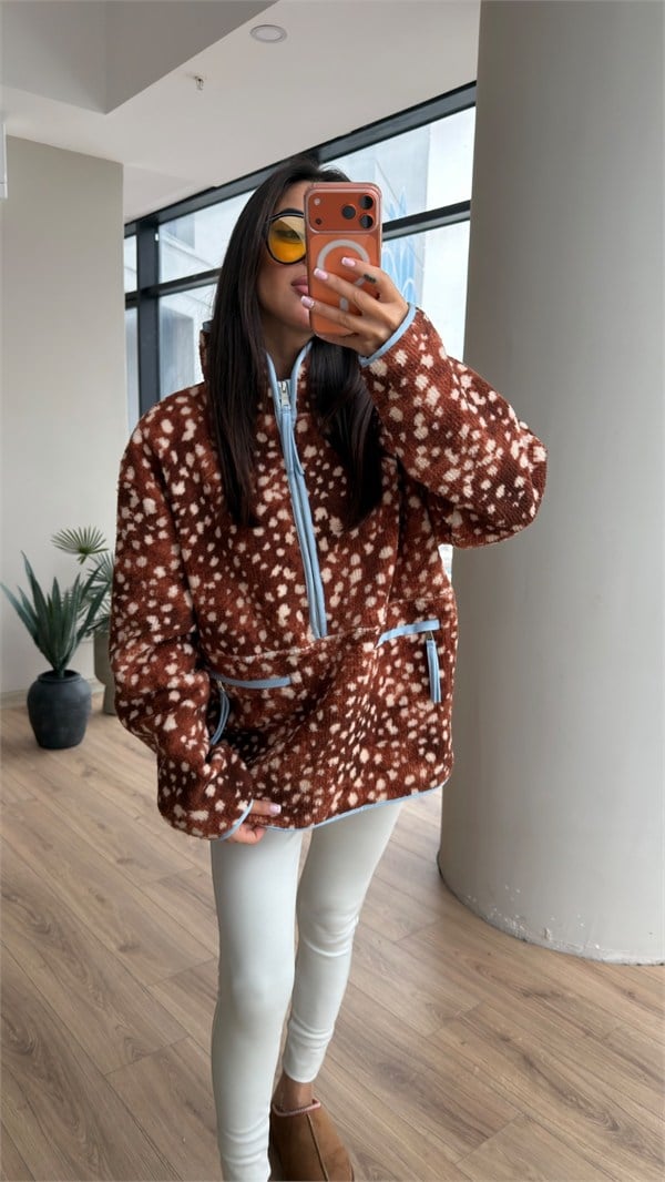 Peluş Teddy Mavi Biyeli Bambi Desenli Sweat