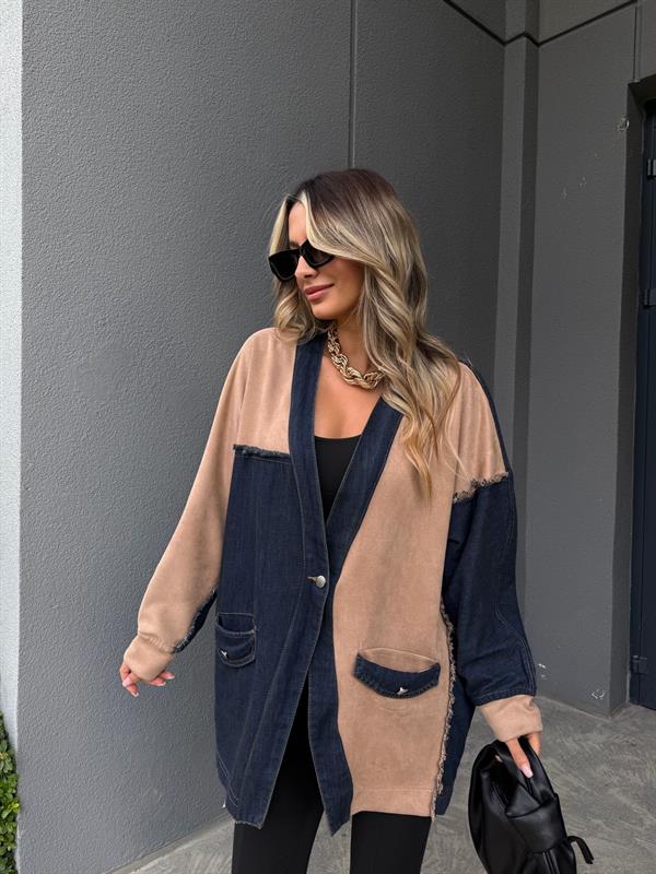 Biena Nubuk Garnili Denim Hırka