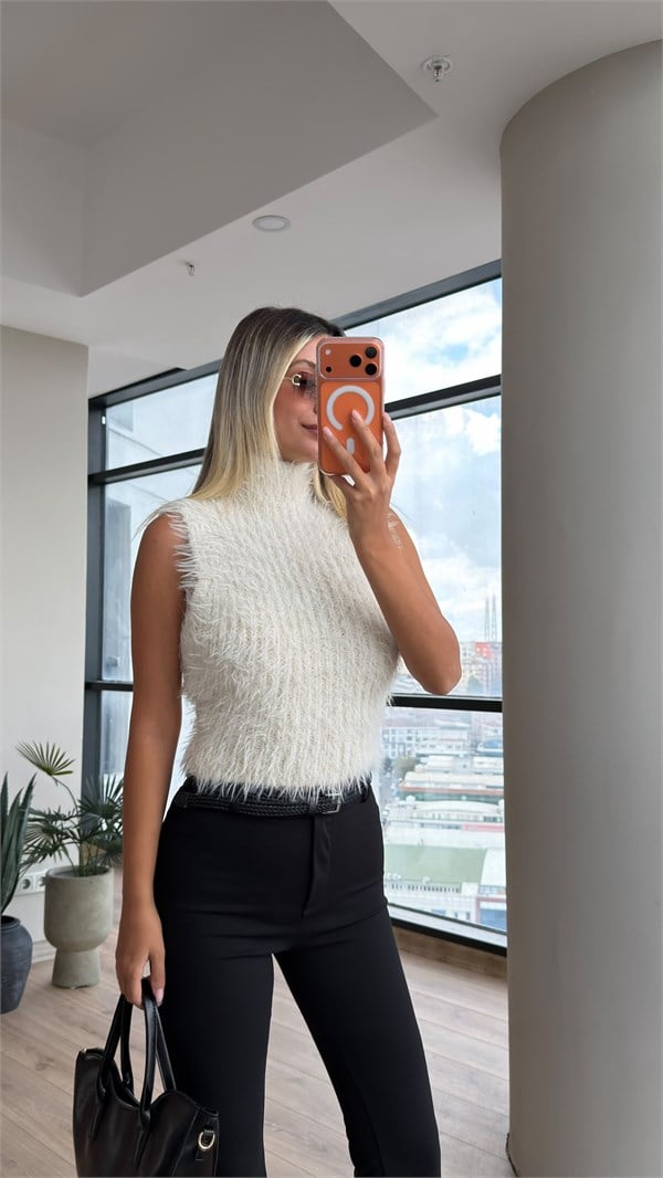 Lara Sıfır Kol Soft Yumoş Triko Taş