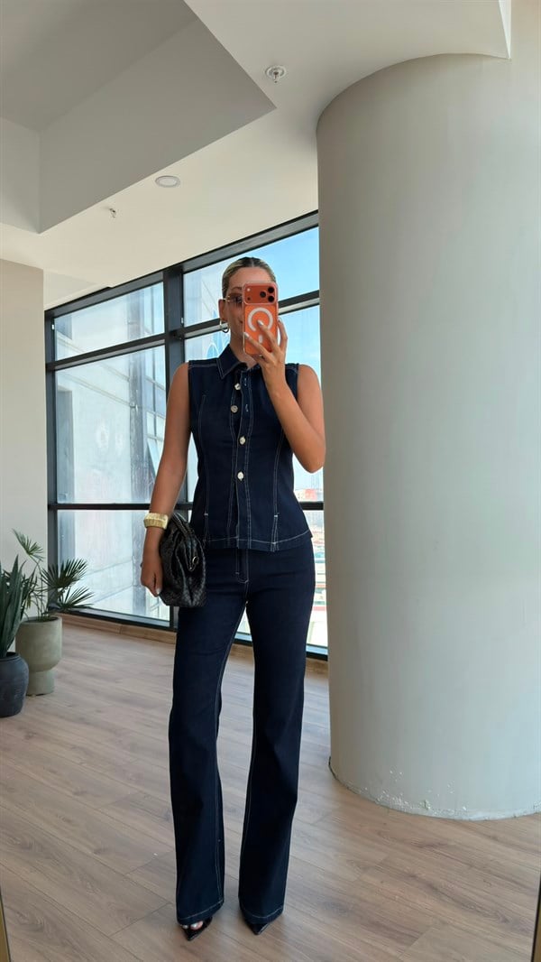 Massi Denim Yelekli Takım