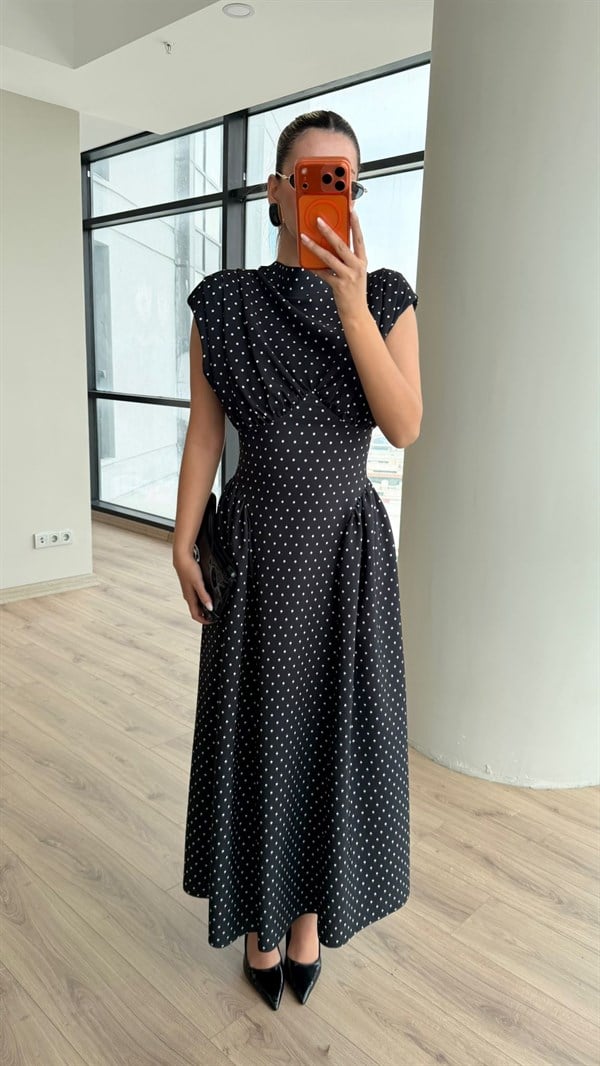 Norella Puantiyeli Siyah Elbise