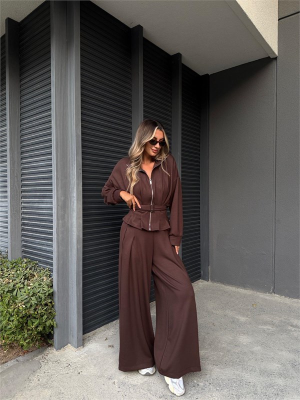 Dorika Oysh Model Kemerli Kahverengi Spor Takım