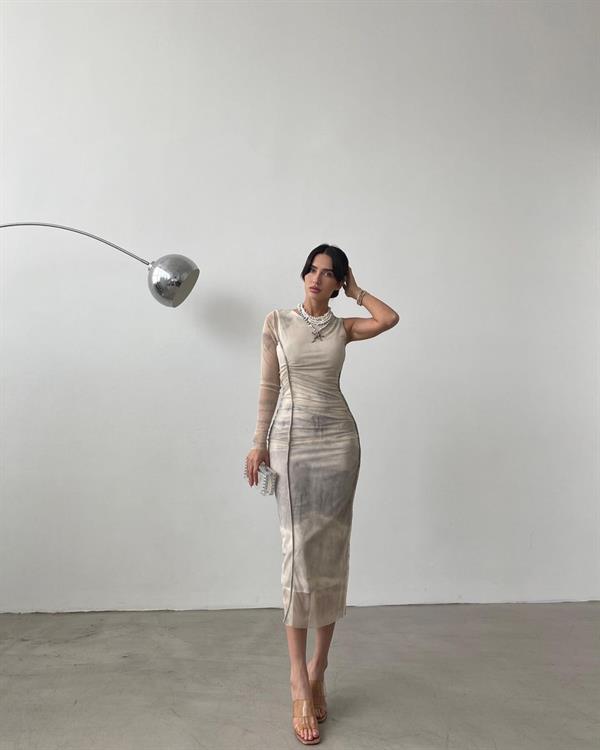 Marka Model Tual Desen Astarlı Tül Elbise