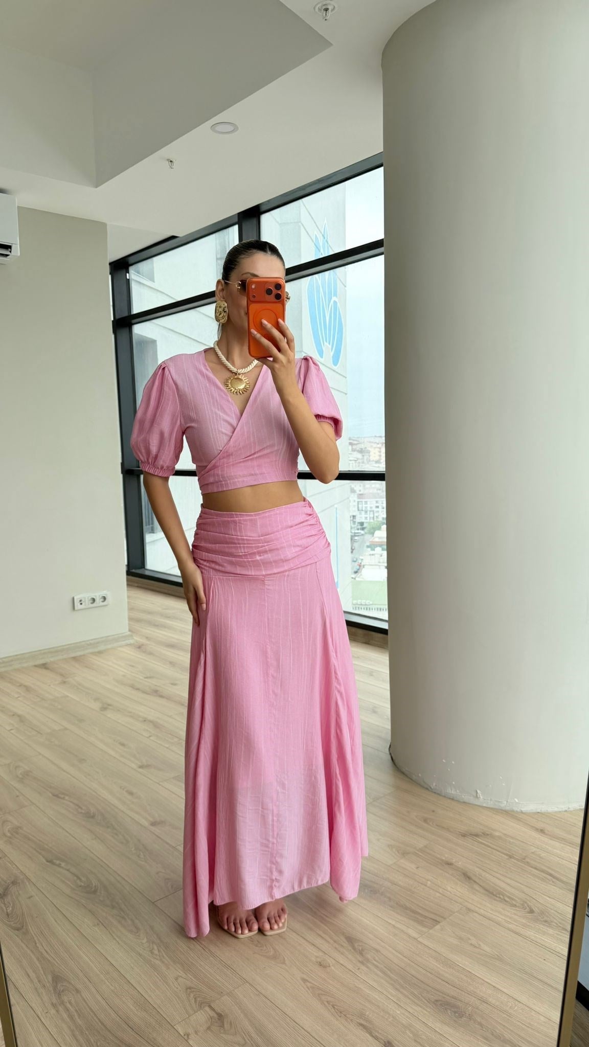 Büstiyer Etekli Takım Pembe