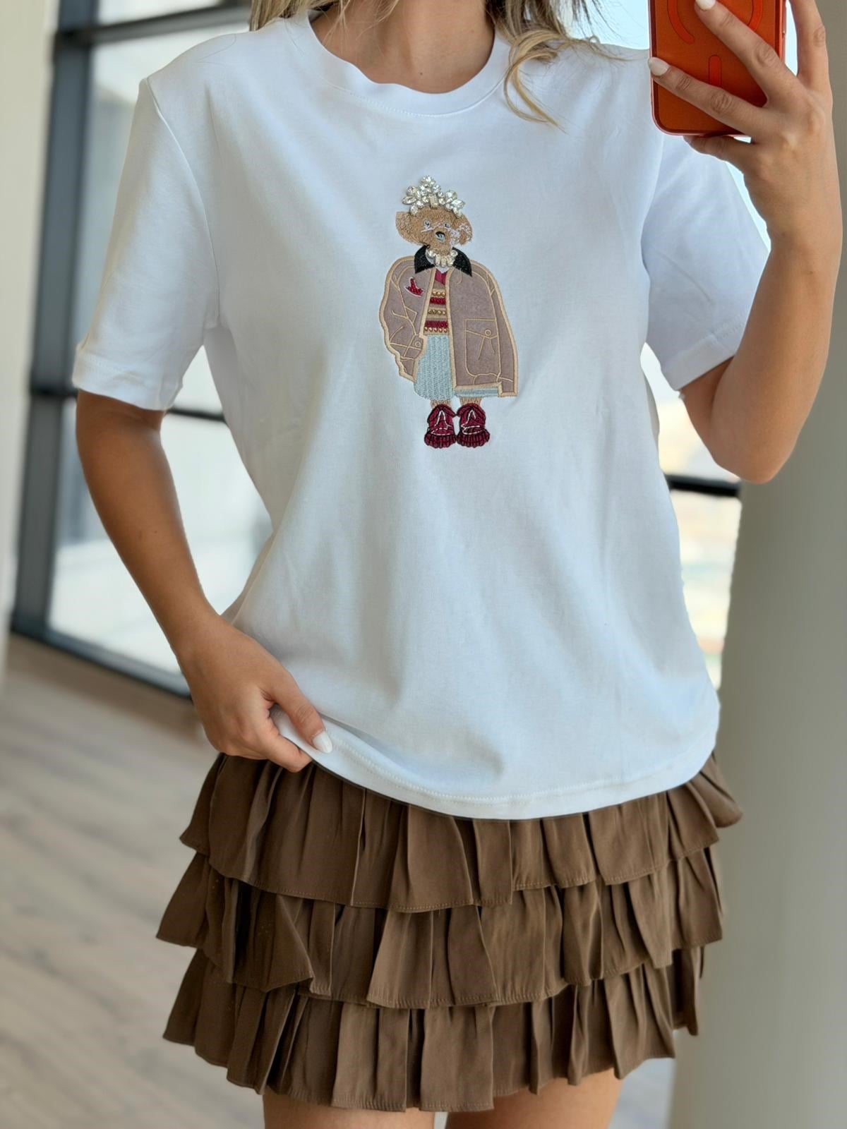 Ayıcık Nakışlı Taçlı Bymn Tshrt