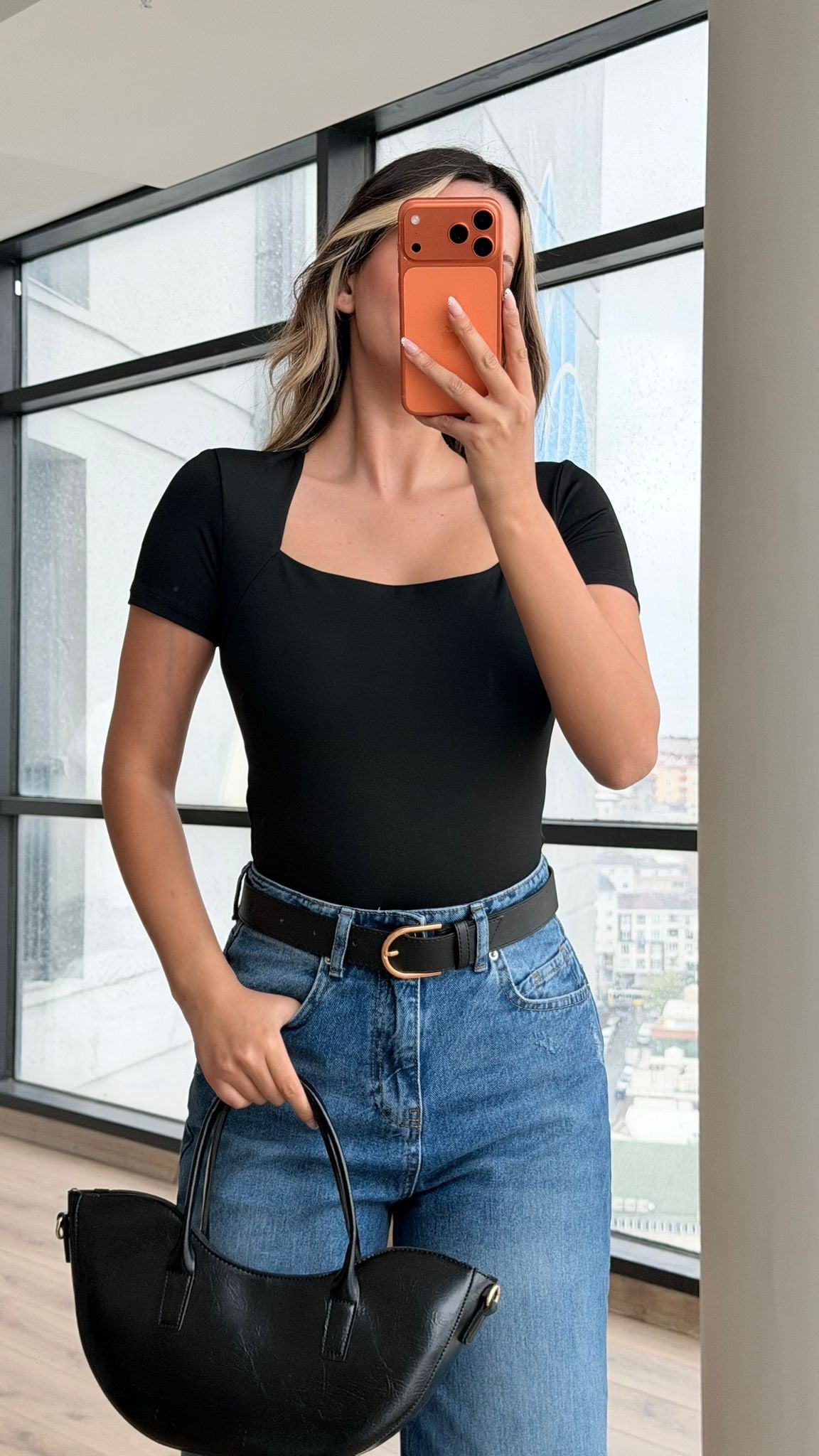 Kısa Cupra Siyah Fit Bluz