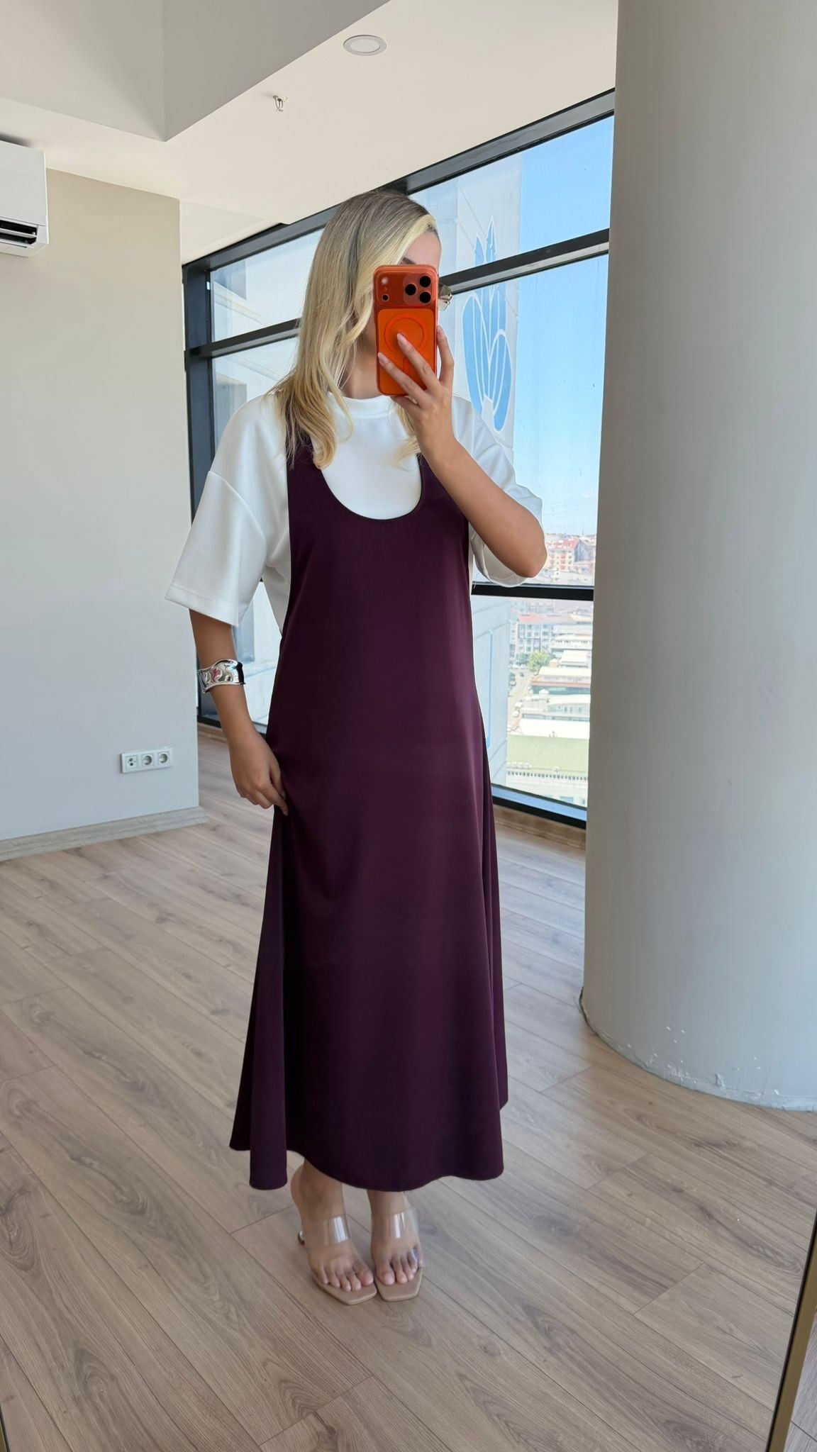 Twst Model Tshrt Elbise Modal Takım Mürdüm