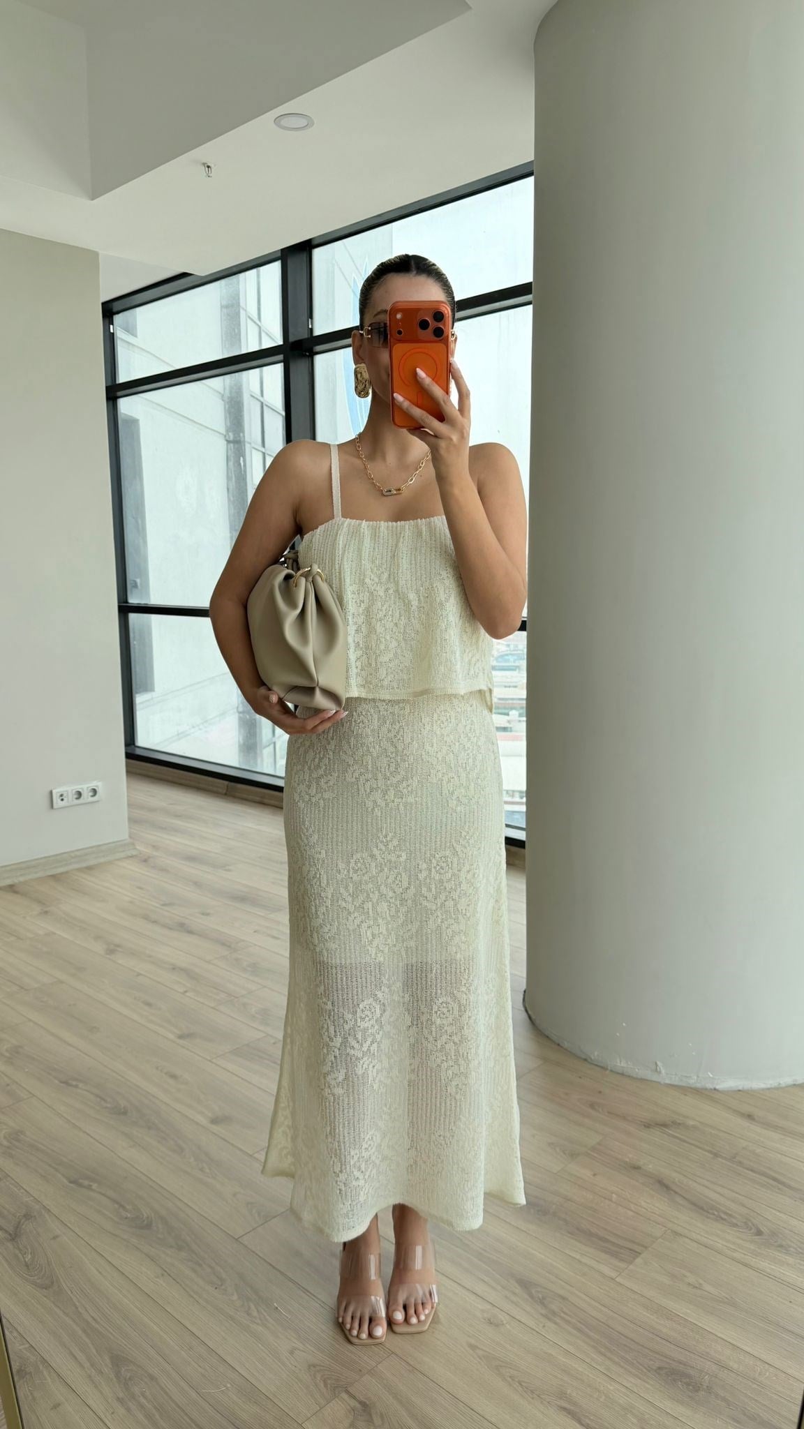 Dantelli Takım Görünümlü Midi Elbise