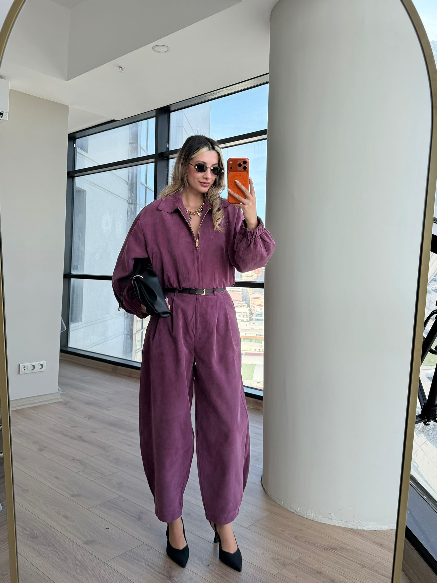 Velvet Tensel Takım Mürdüm