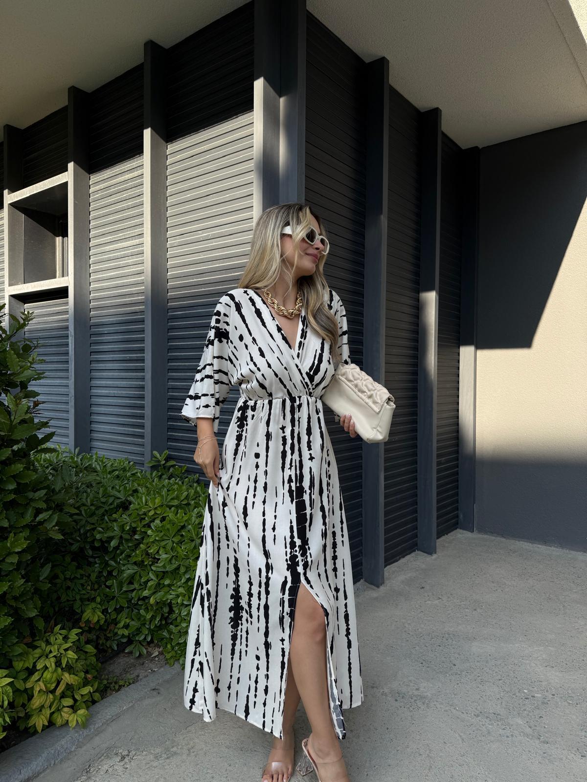 Zenya Rölyef Desen Elbise Krem