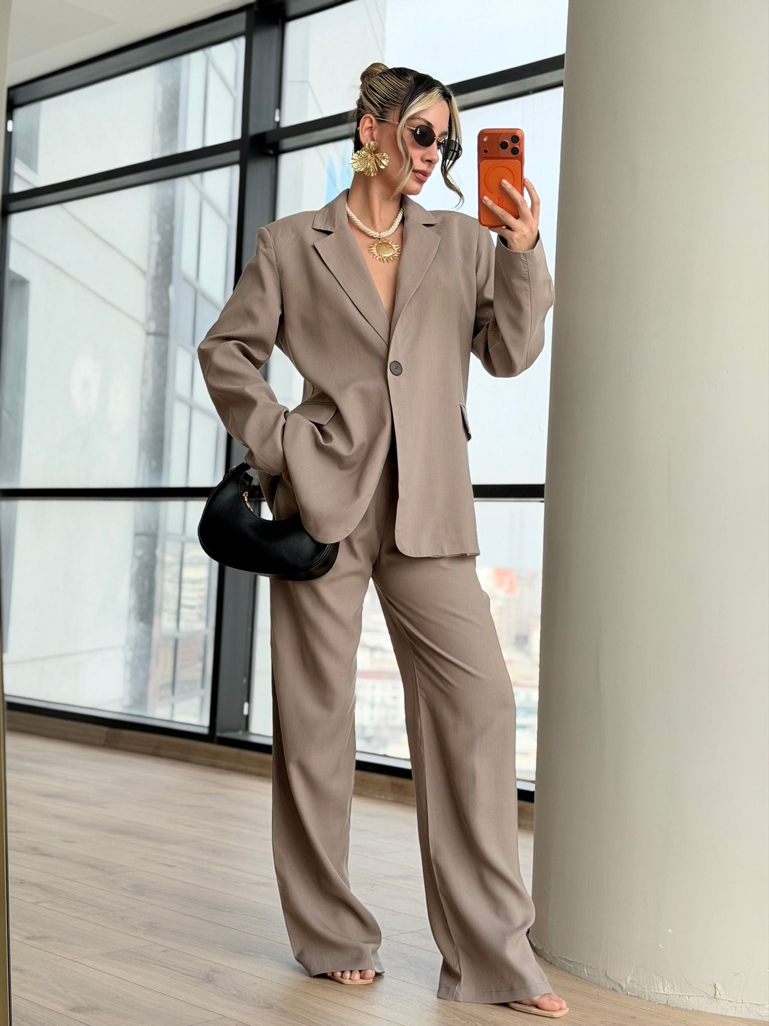 Vizon Oversize Blazer Pantolon Takım