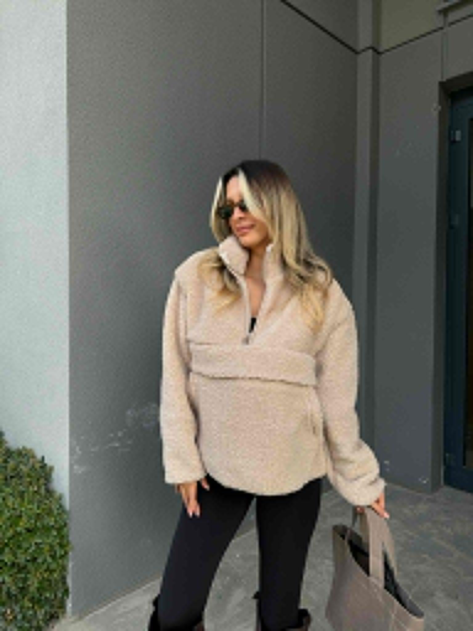 Fermuarlı Kanguru Cepli Kuzu Sweat