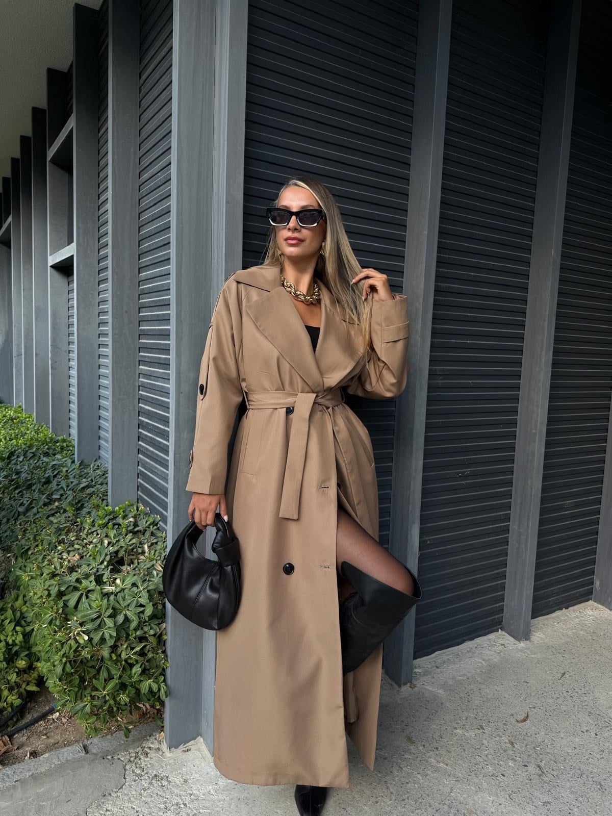 Kuşaklı Camel Trençkot