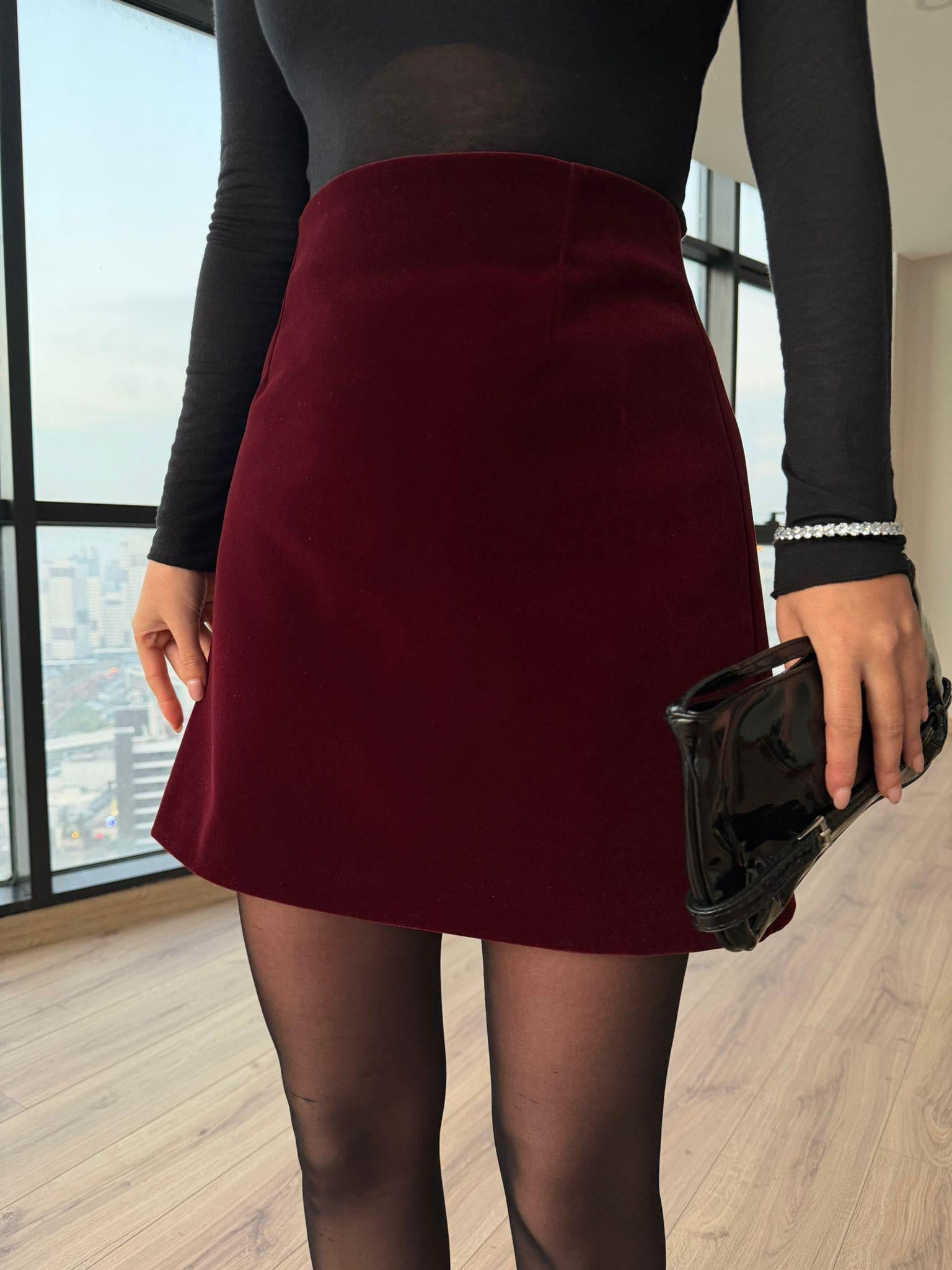 Bordo Kadife Etek