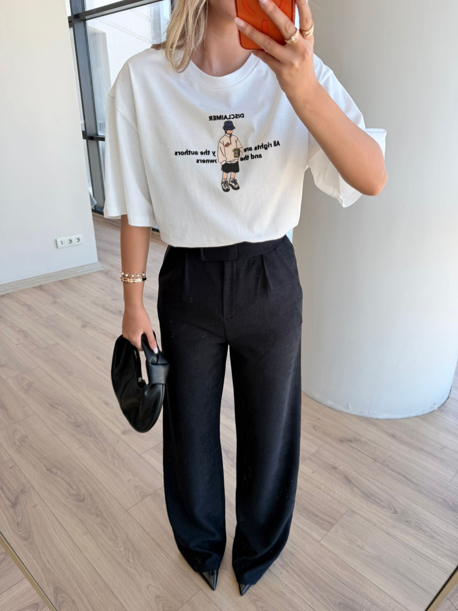 Şapkalı Adam Grafik Baskılı Oversize T-Shirt