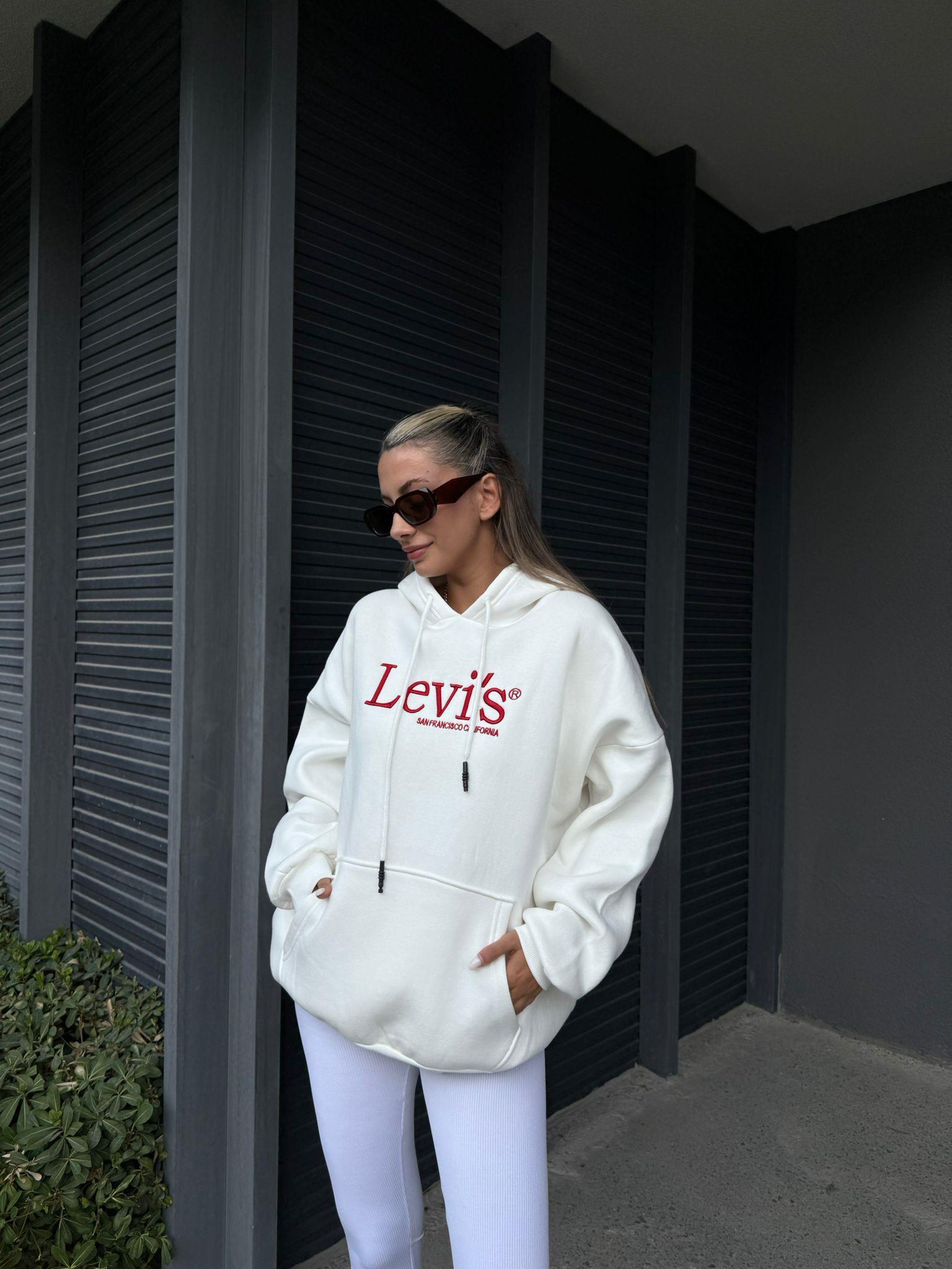 Levis Yazılı Sweat Beyaz