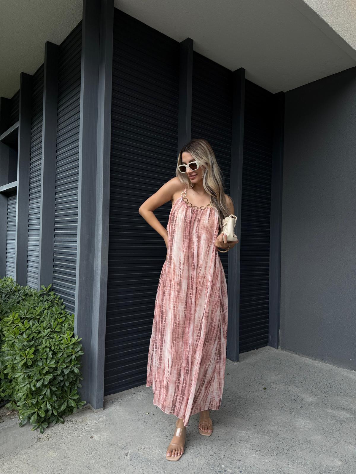 Halka Yakalı Batik Elbise