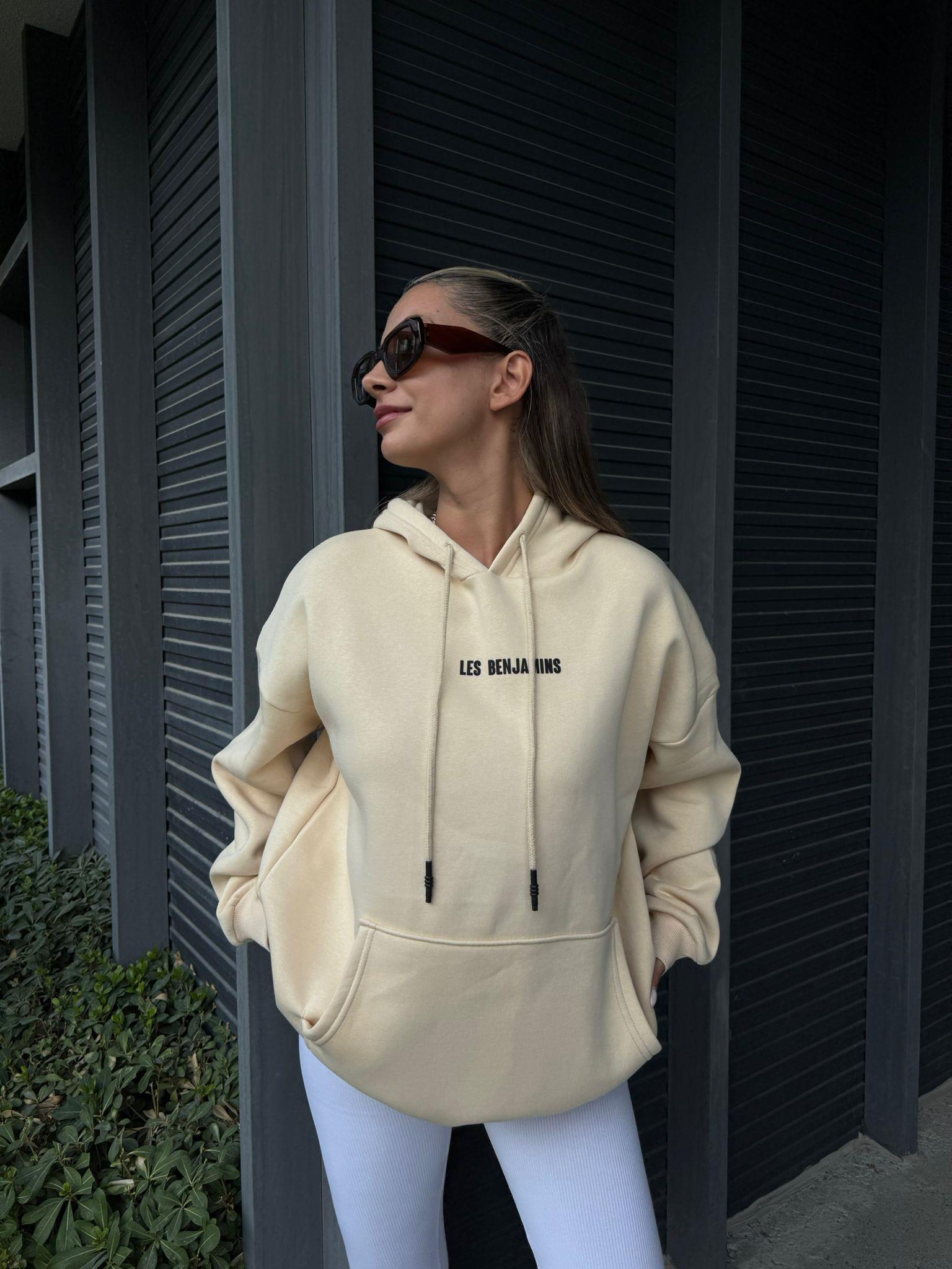 Les Benjamins Yazılı Sweat Krem