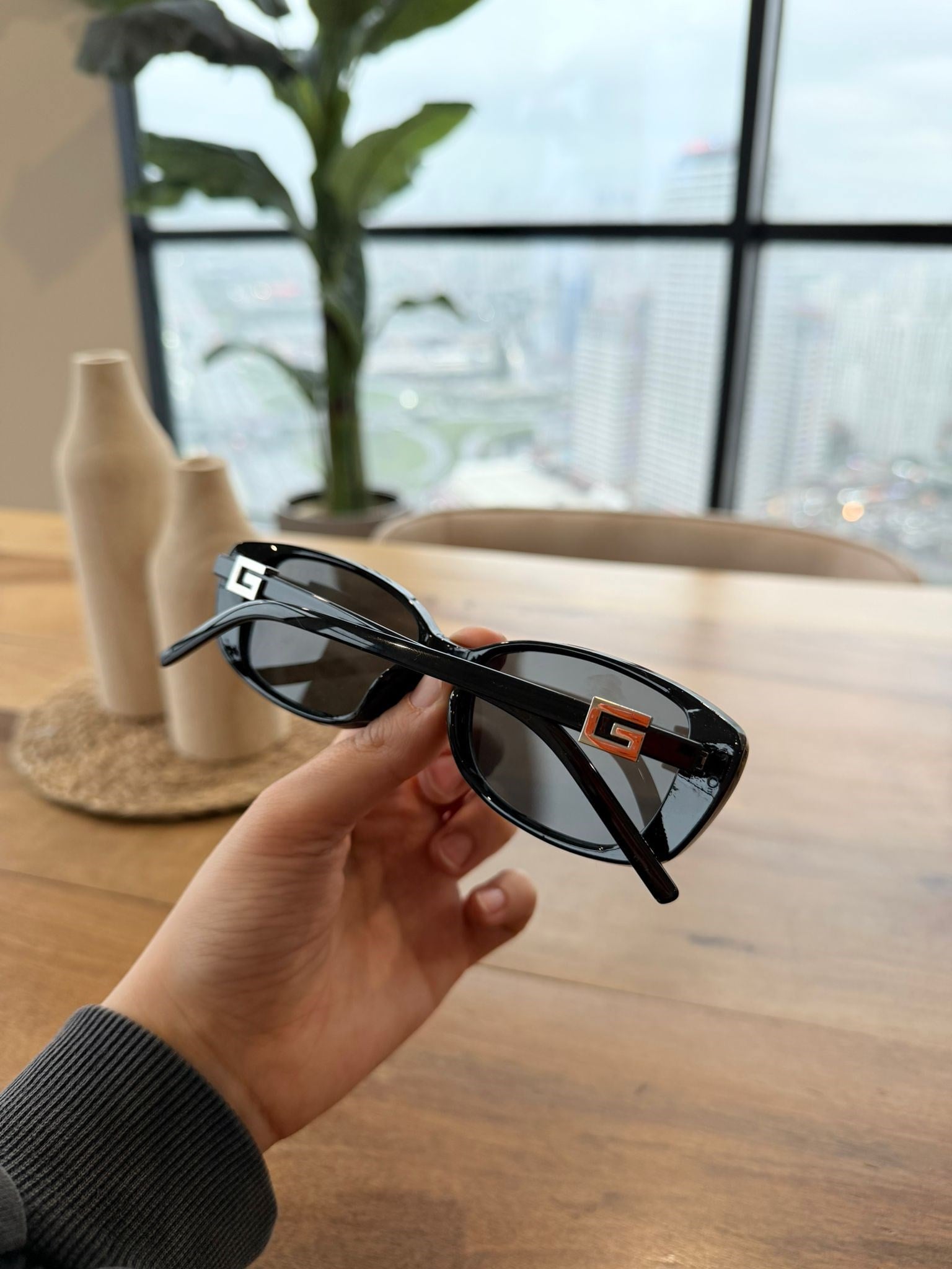 Gcc Marka Muadil Dikdörtgen Siyah Güneş Gözlüğü Unisex – Retro 90s Model