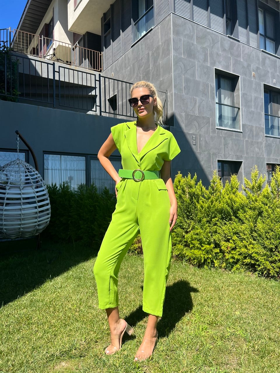 Addison Kemerli Yeşil Tulum