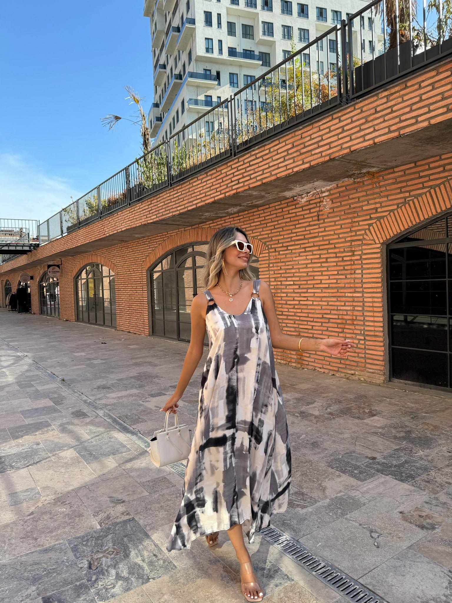 Aksesuar Askılı Sueno Gri Viskon Elbise 070621120