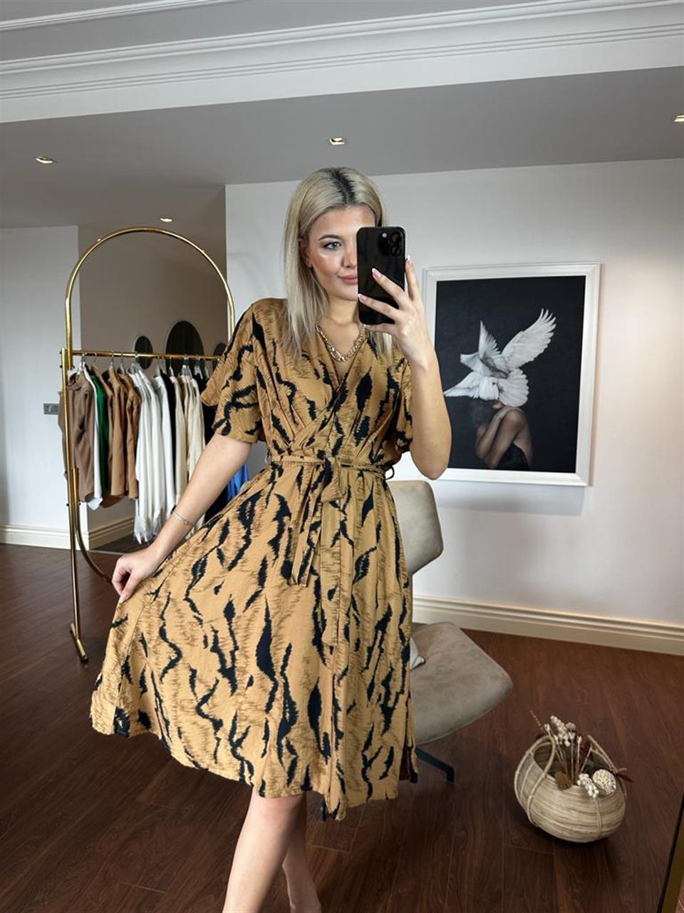 Alaca Kruvaze Kuşaklı Elbise 0305169