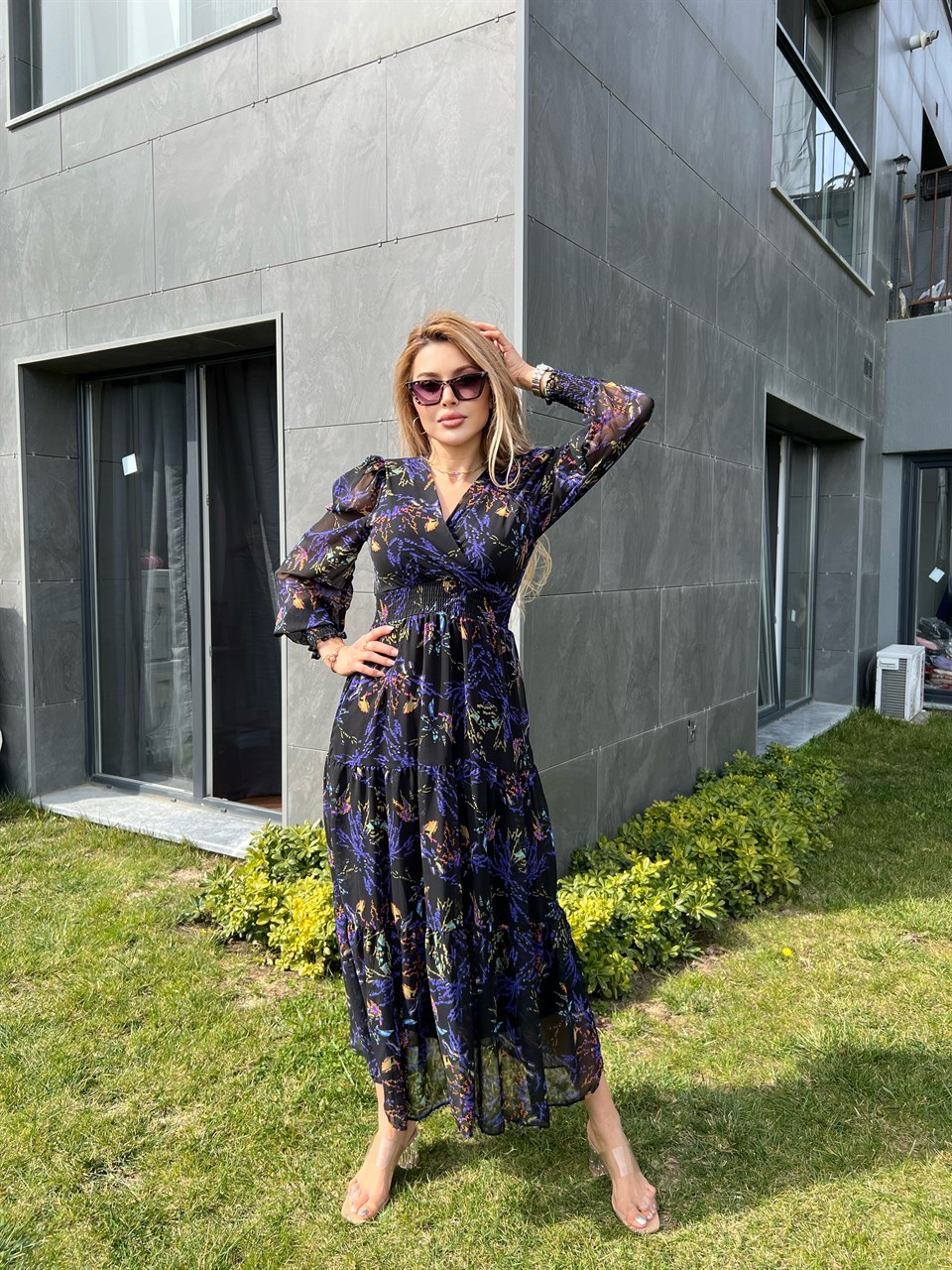 Albeco Çiçekli Şifon Elbise