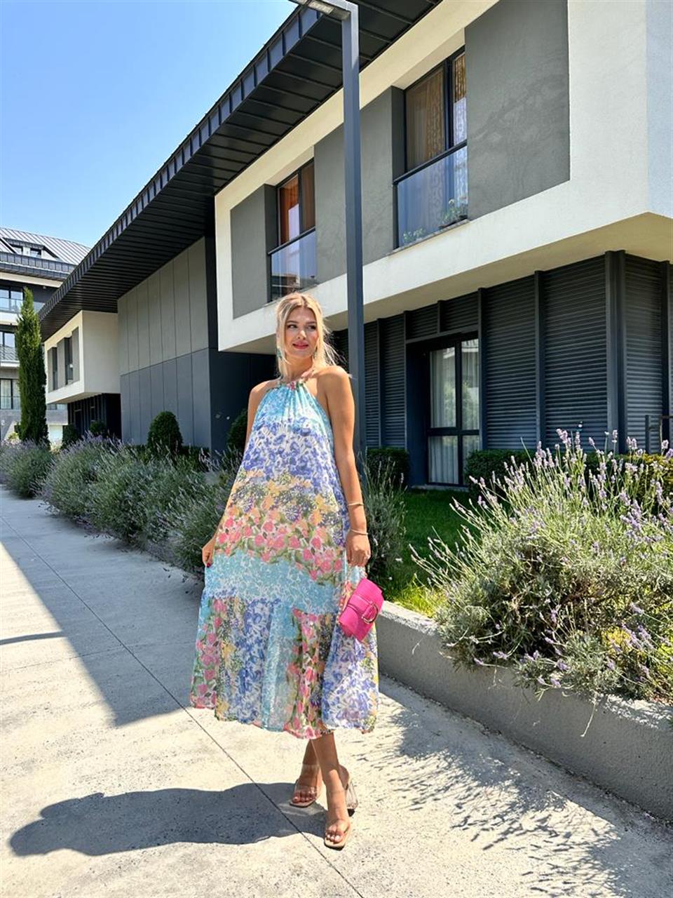 Alina Boyun Bağlamalı Şifon Elbise 0707274