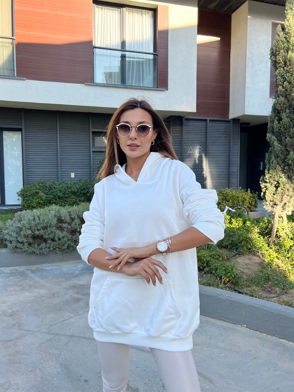 Alyce Kapüşonlu Beyaz Sweatshirts