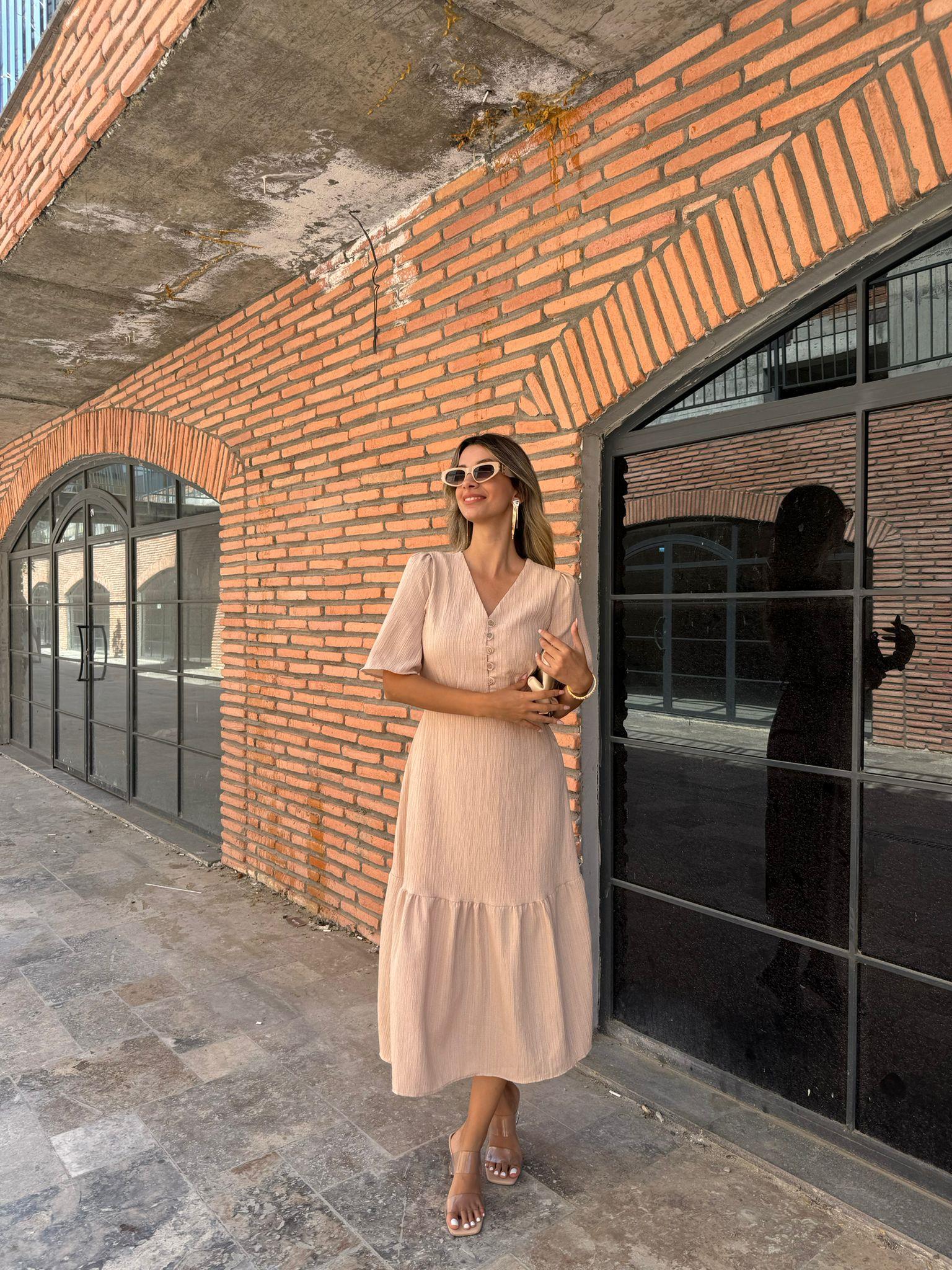 Anriy Krinkıl Kumaş Vizon Elbise 070621116