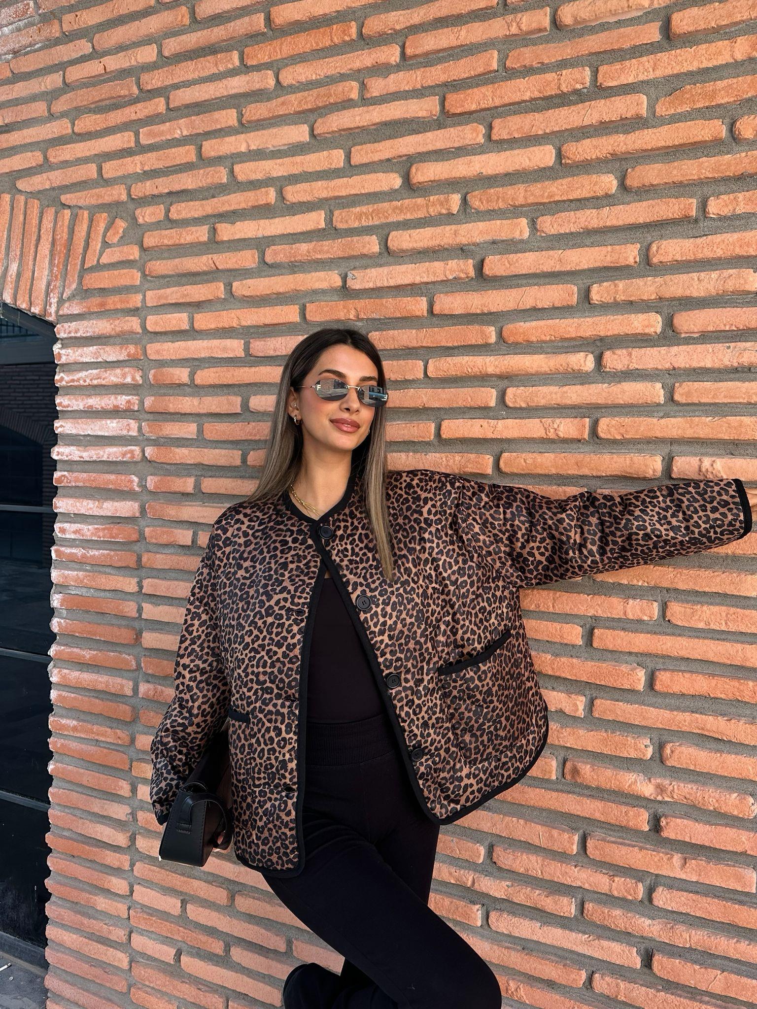 Astarlı Leopar Desen Bomber Mont mnt1019htf