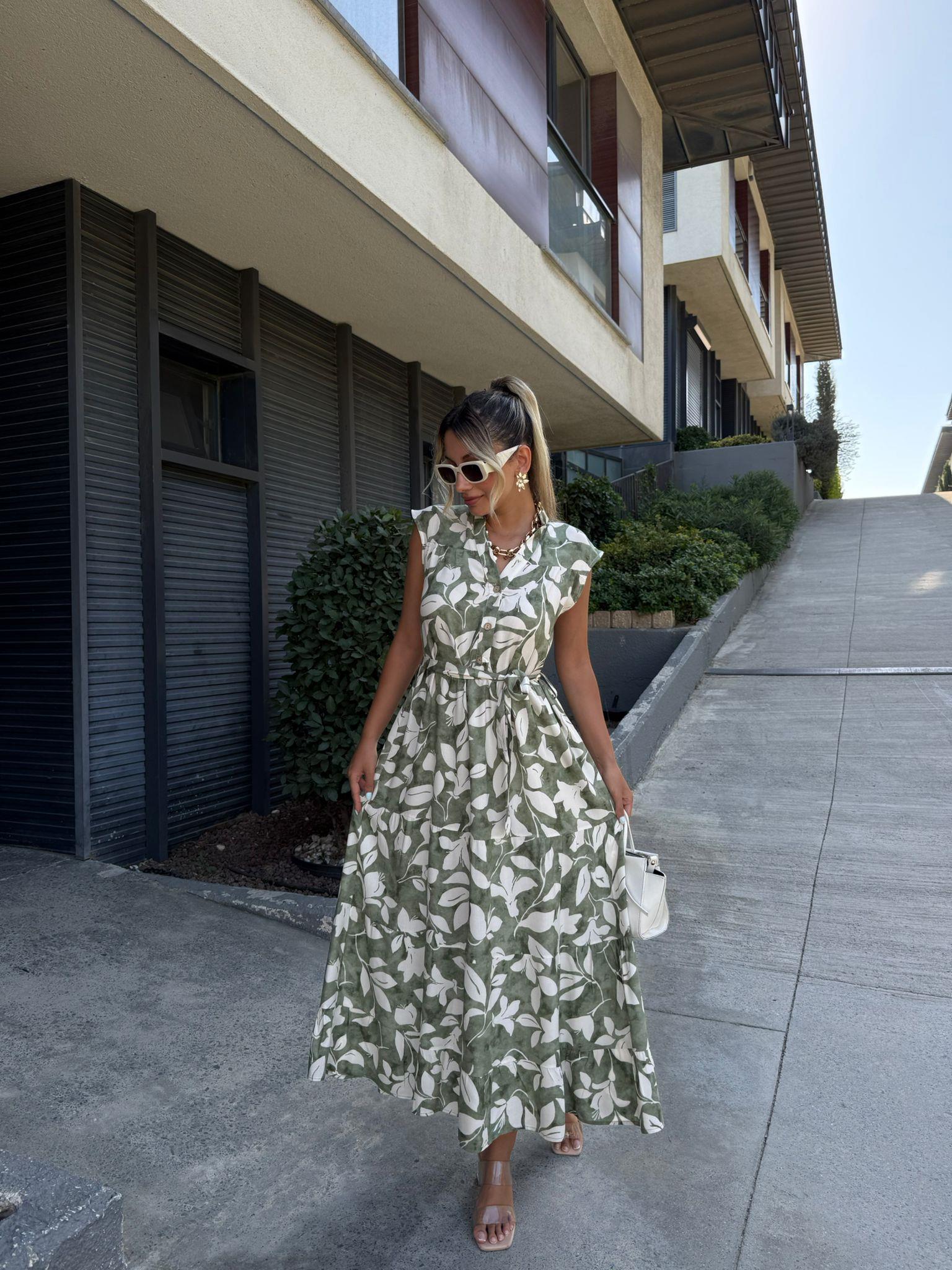 Japon Kol Desenli Viskon Elbise