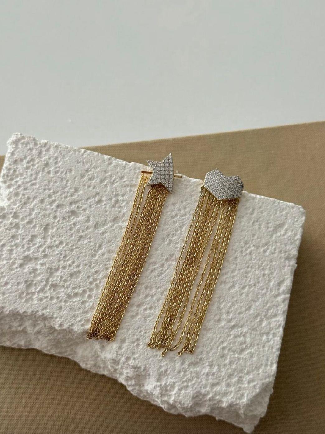 Yıldız Kalp Sarkıntılı Küpe