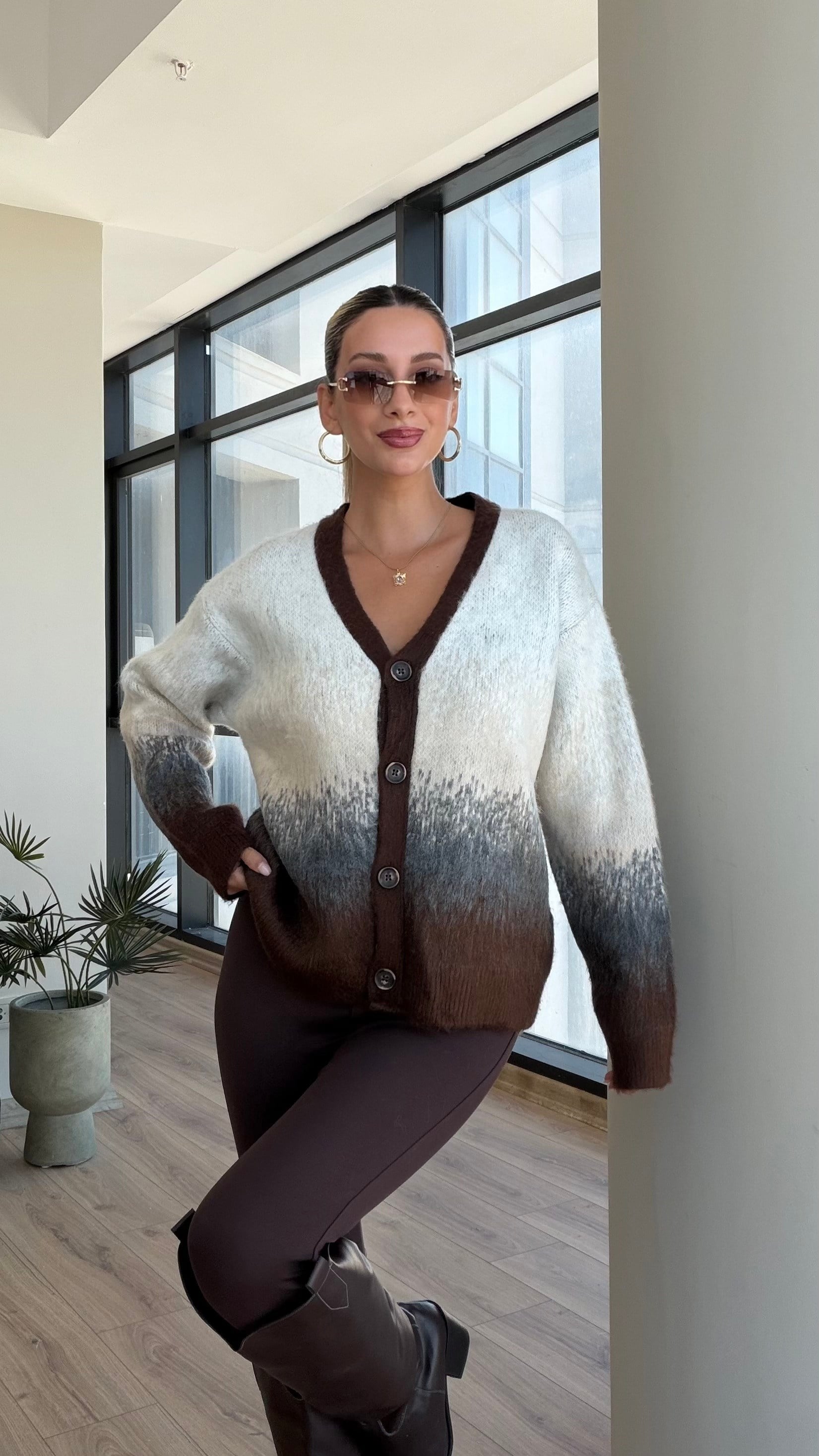 Winky Renk Geçişli Yumuşak Düğmeli Hırka