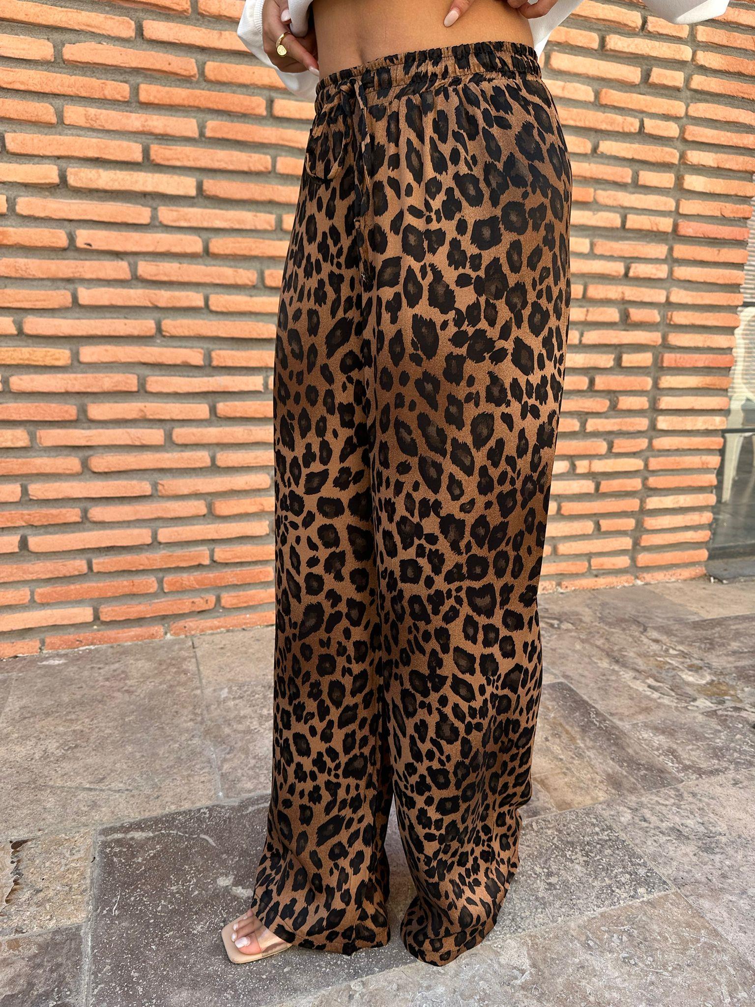 Bel Lastikli Leopar Kahverengi Pantolon pant1024chnc
