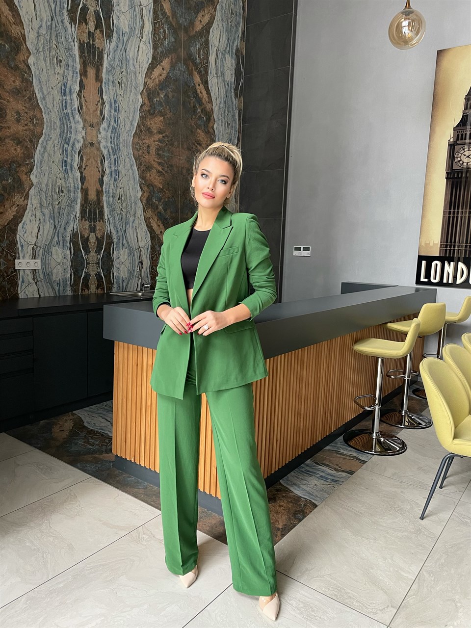 Benetton Yeşili Palazzo Takım