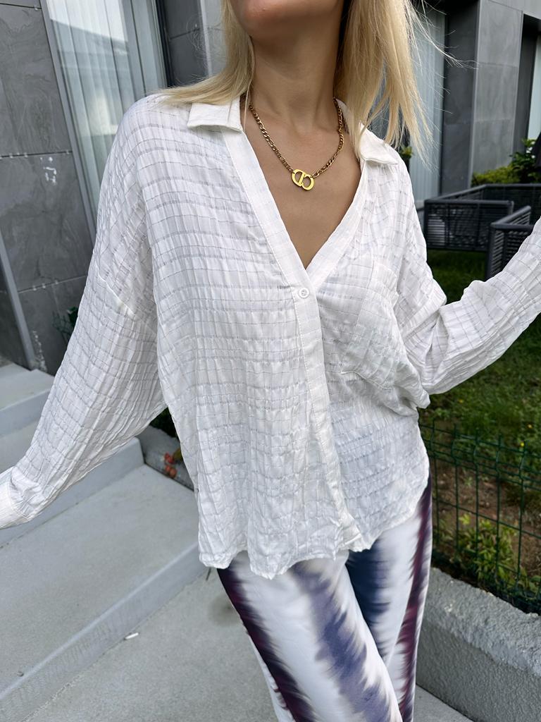 Bürümcük Çapraz Beyaz Gömlek 1707347