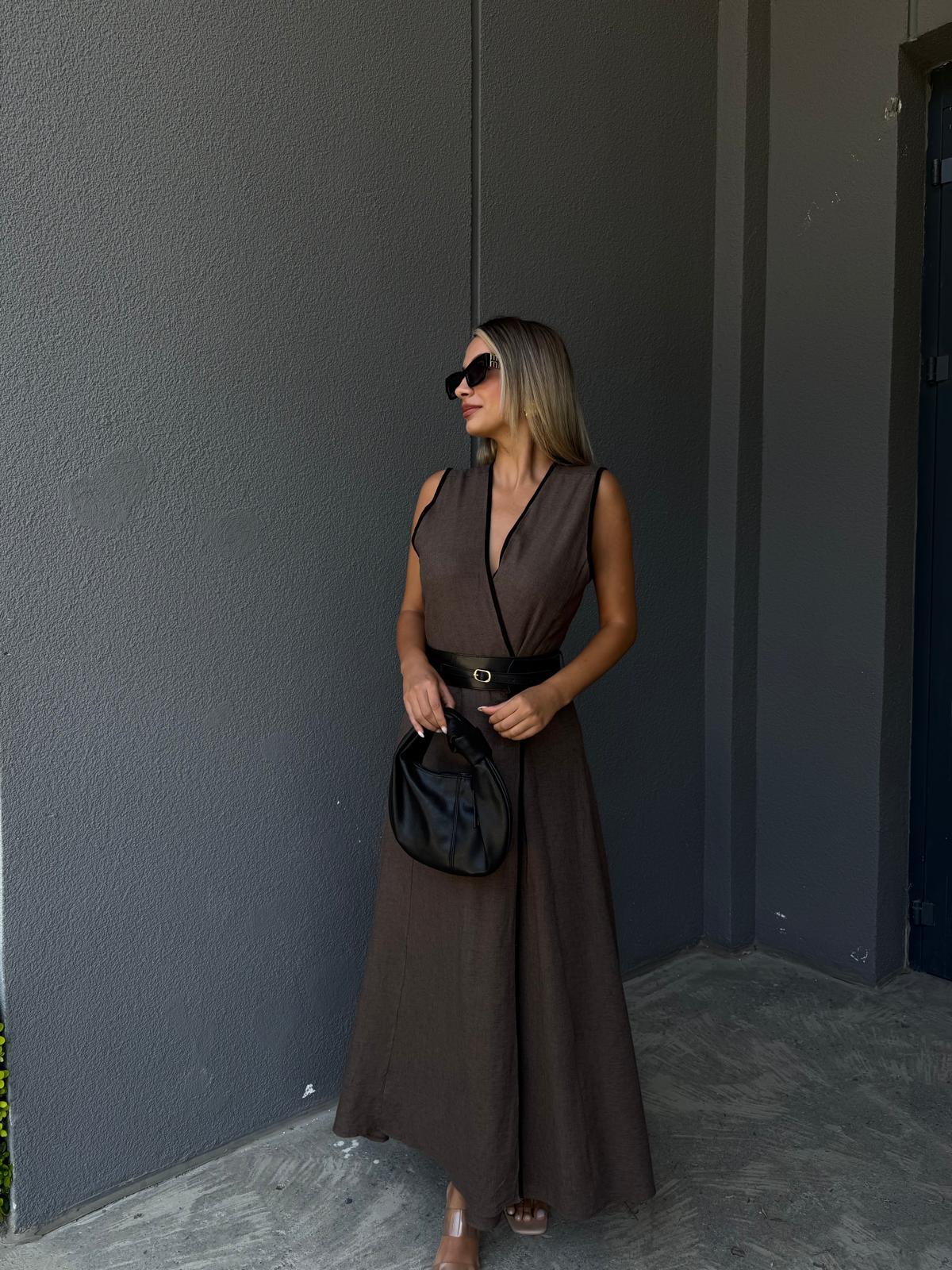 Zr Model Biyeli Kahverengi Elbise